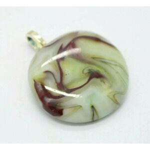 Red Green White Swirl Flattened Glass Jabo Marble